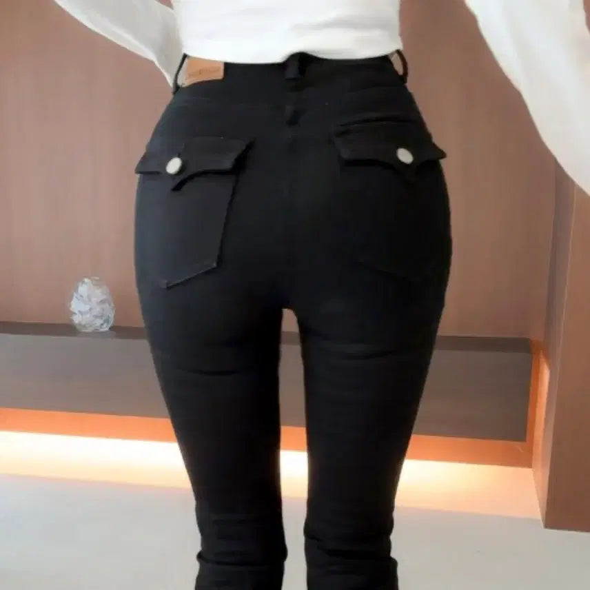 [BUNJANG] NaShowJung Black Long Bootcut Jeans with Hip Pad - Size M / 새상품 나쇼중 자체제작 키큰녀 블랙 롱 부츠컷 골반패드 M