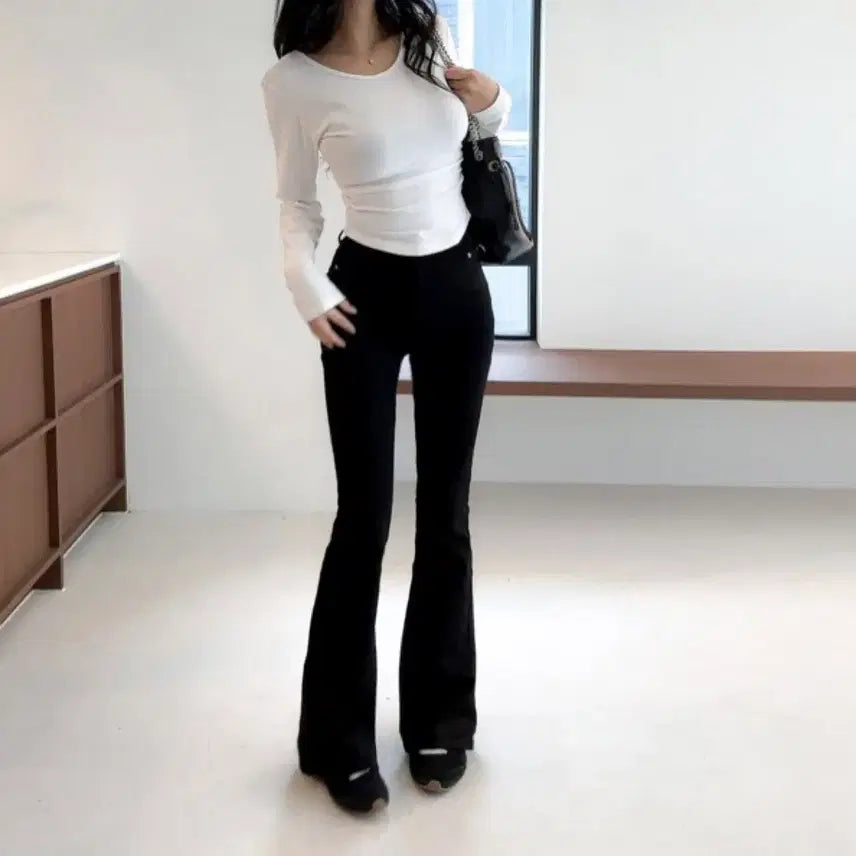 [BUNJANG] NaShowJung Black Long Bootcut Jeans with Hip Pad - Size M / 새상품 나쇼중 자체제작 키큰녀 블랙 롱 부츠컷 골반패드 M