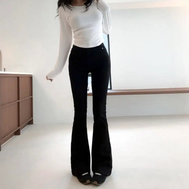 [BUNJANG] NaShowJung Black Long Bootcut Jeans with Hip Pad - Size M / 새상품 나쇼중 자체제작 키큰녀 블랙 롱 부츠컷 골반패드 M