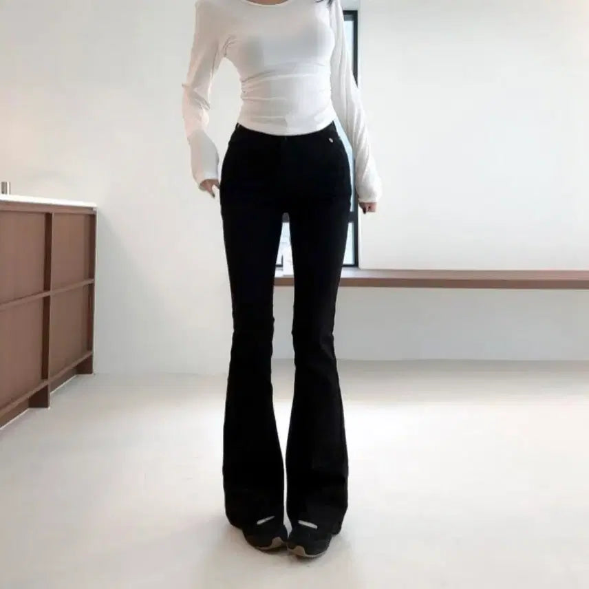 [BUNJANG] NaShowJung Black Long Bootcut Jeans with Hip Pad - Size M / 새상품 나쇼중 자체제작 키큰녀 블랙 롱 부츠컷 골반패드 M