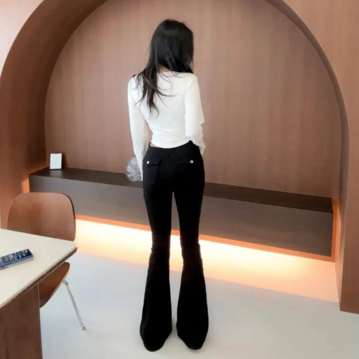 [BUNJANG] NaShowJung Black Long Bootcut Jeans with Hip Pad - Size M / 새상품 나쇼중 자체제작 키큰녀 블랙 롱 부츠컷 골반패드 M