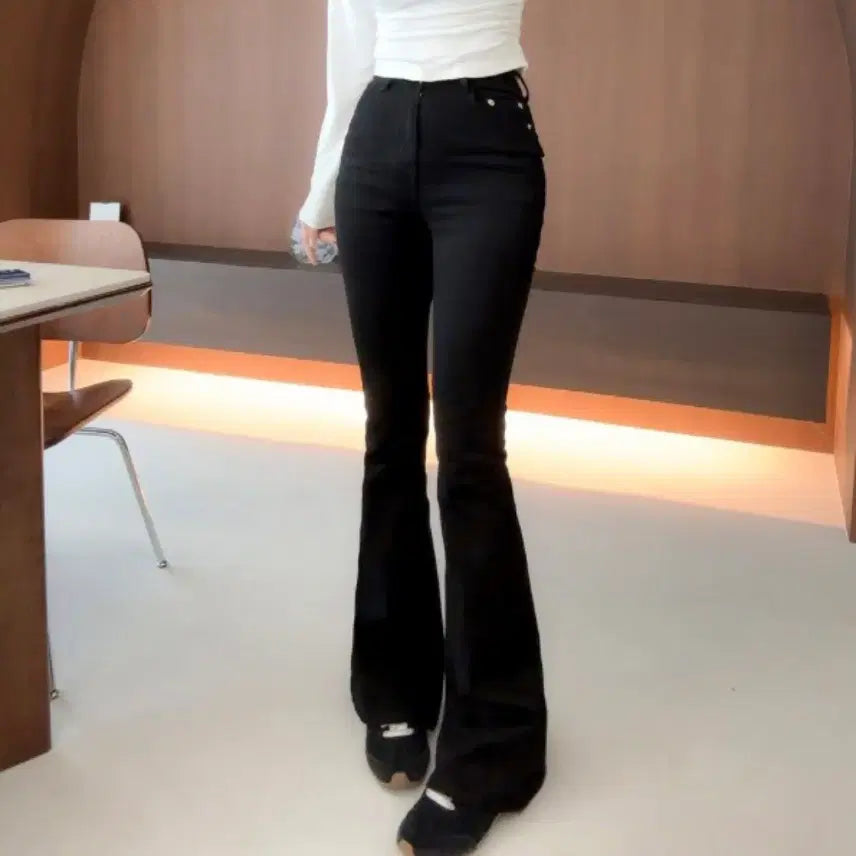 [BUNJANG] NaShowJung Black Long Bootcut Jeans with Hip Pad - Size M / 새상품 나쇼중 자체제작 키큰녀 블랙 롱 부츠컷 골반패드 M