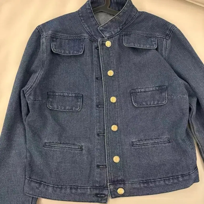 [BUNJANG] Blue Denim Jacket with Gold Buttons / 청 데님 자켓 금장 단추