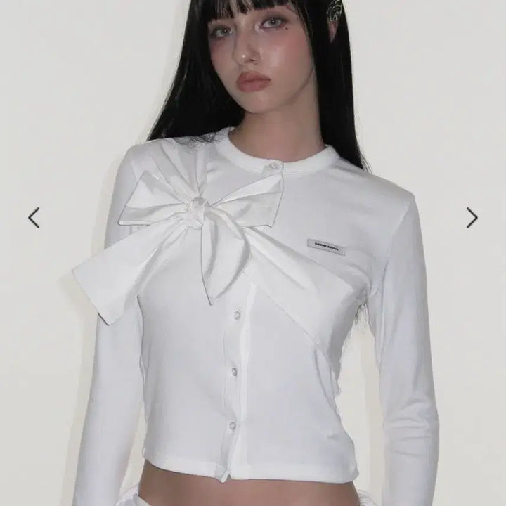 [BUNJANG] Crank Ribbon Tied Knit Cardigan White / 크랭크 리본 타이드 니트 가디건 화이트