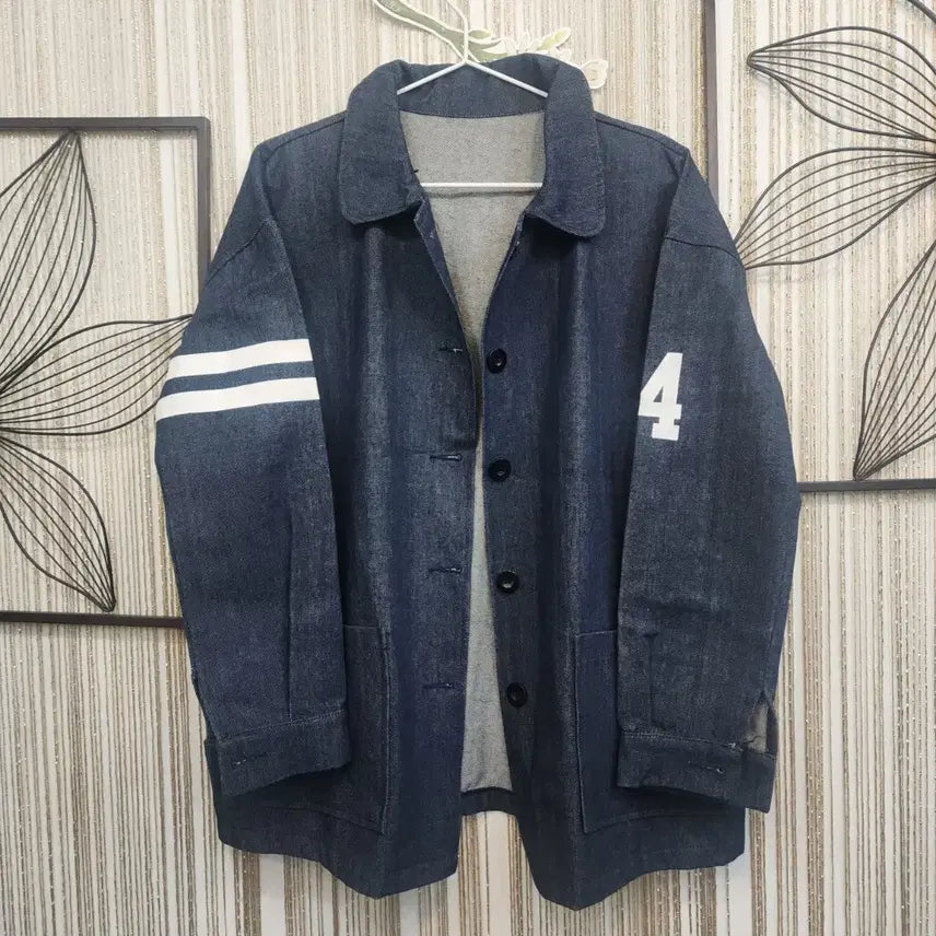 [BUNJANG] Denim Stripe Button Jacket / 데님  스트라이프 단추 자켓 free 걸치기 좋아요