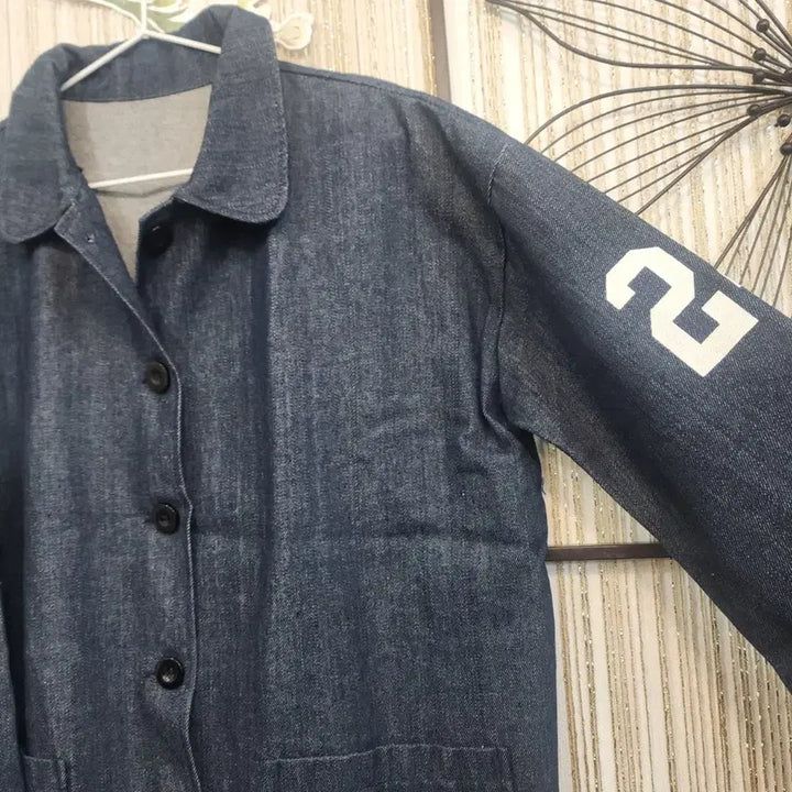[BUNJANG] Denim Stripe Button Jacket / 데님  스트라이프 단추 자켓 free 걸치기 좋아요