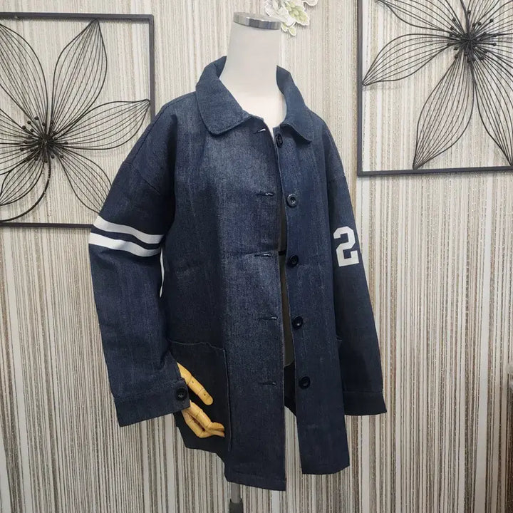[BUNJANG] Denim Stripe Button Jacket / 데님  스트라이프 단추 자켓 free 걸치기 좋아요