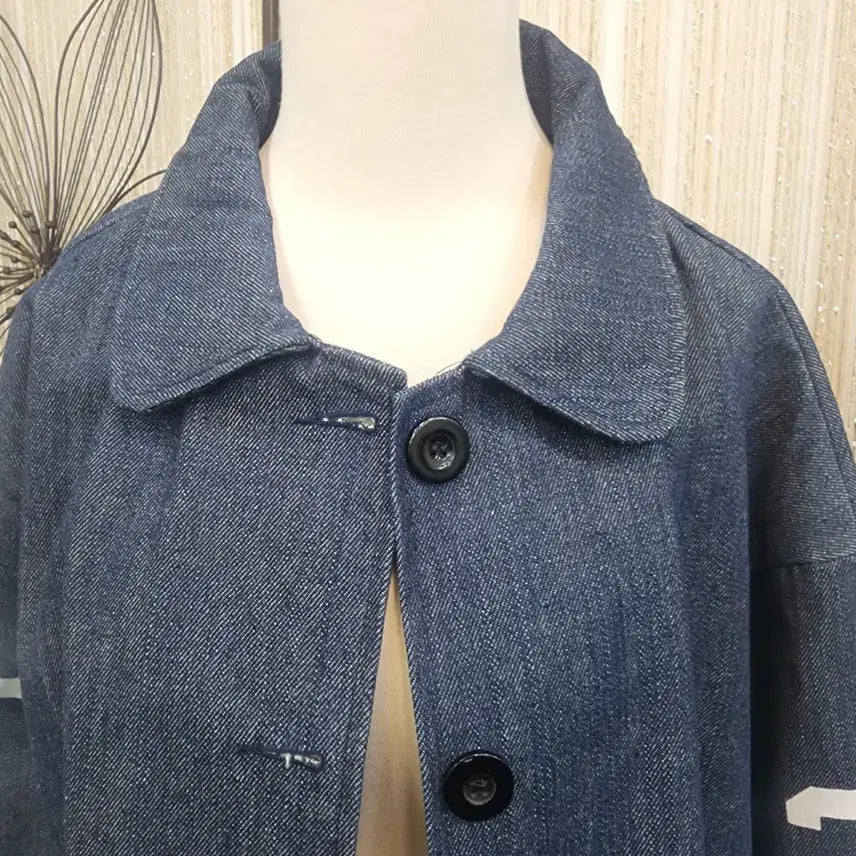 [BUNJANG] Denim Stripe Button Jacket / 데님  스트라이프 단추 자켓 free 걸치기 좋아요