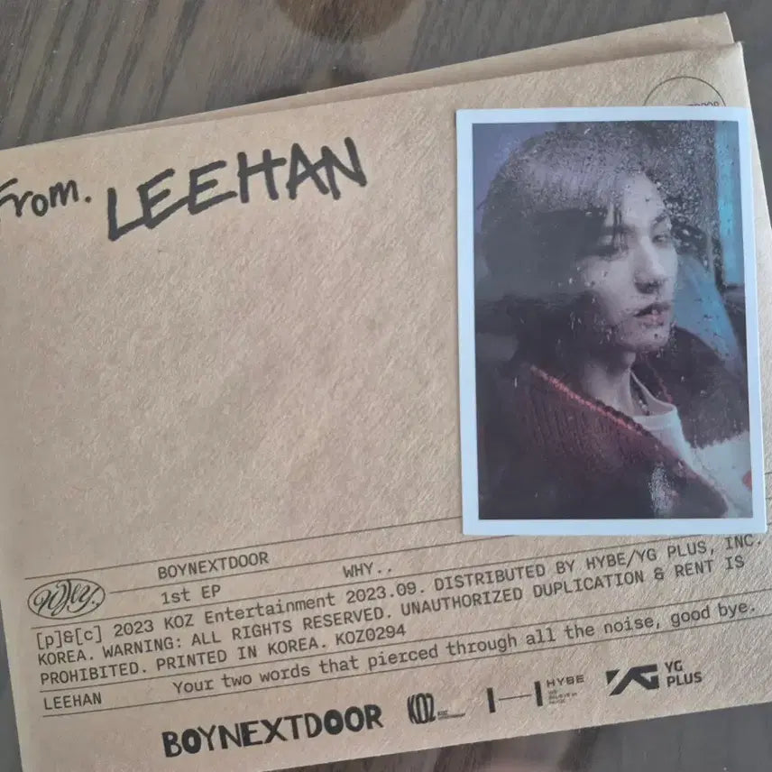 [BUNJANG] BOYNEXTDOOR Leehan Letter Version Album / 보넥도 와이 앨범 레터 이한