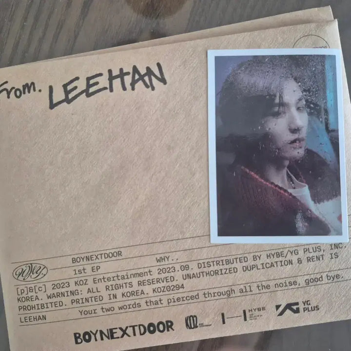 [BUNJANG] BOYNEXTDOOR Leehan Letter Version Album / 보넥도 와이 앨범 레터 이한