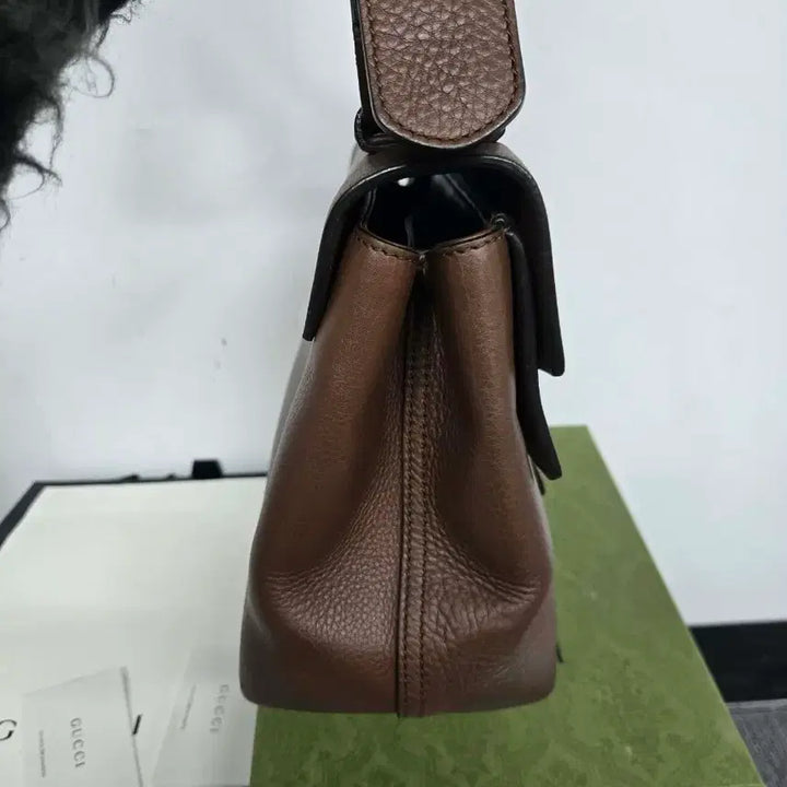 [BUNJANG] Gucci GG Marmont Brown Leather Shoulder Bag / [정품] 구찌 GG마몬트 브라운 레더 숄더백