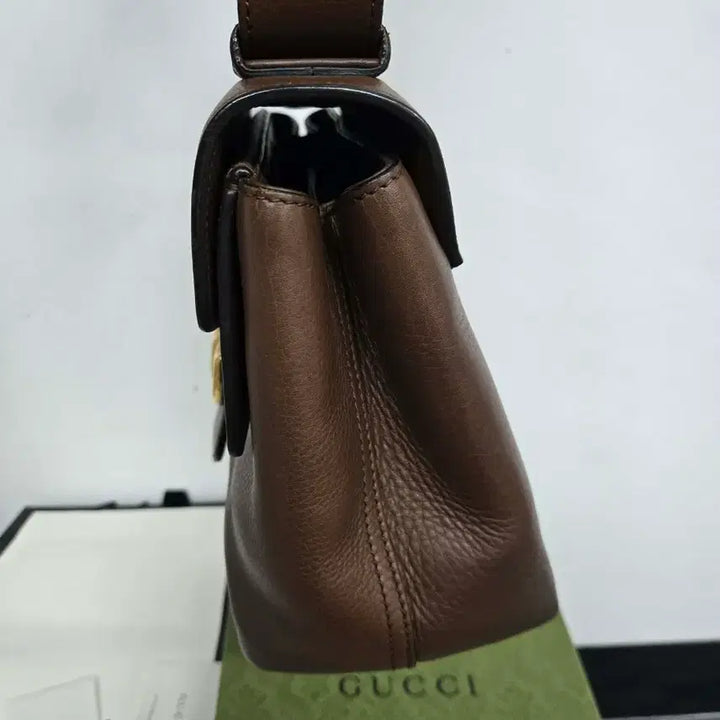 [BUNJANG] Gucci GG Marmont Brown Leather Shoulder Bag / [정품] 구찌 GG마몬트 브라운 레더 숄더백