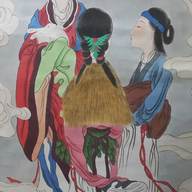 [SOLD OUT] 중국유명화가 장대천의 상아섭월도 그림 고화 족자 골동품 미술품 수집품