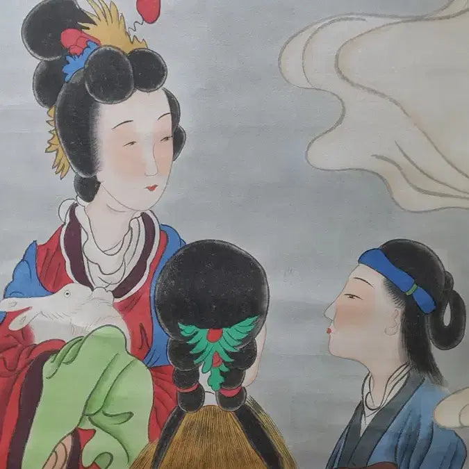 [SOLD OUT] 중국유명화가 장대천의 상아섭월도 그림 고화 족자 골동품 미술품 수집품