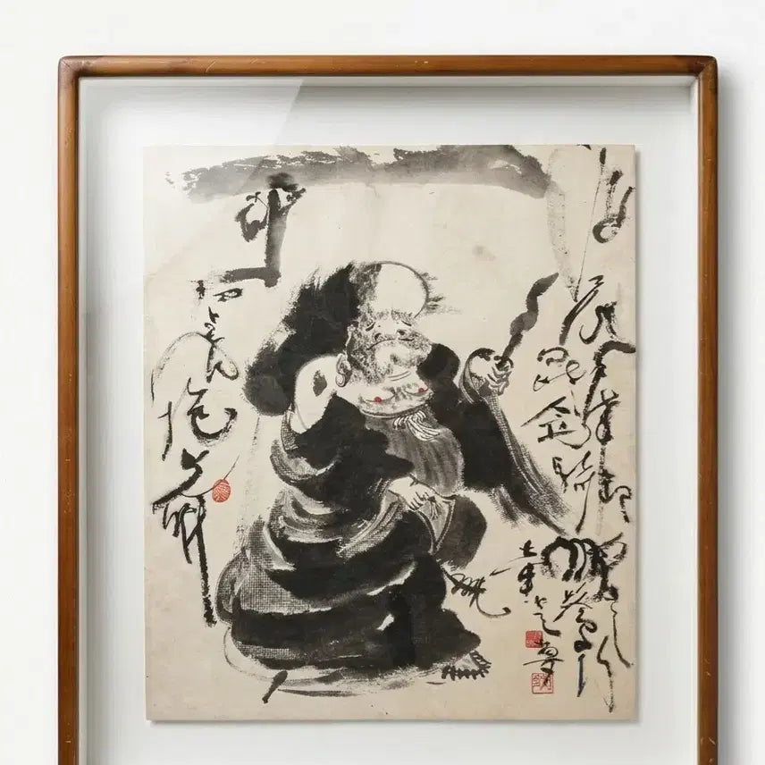 [BUNJANG] Antique Daruma Painting Scroll / 달마도 그림  무언수행 명문  최고어  달마도