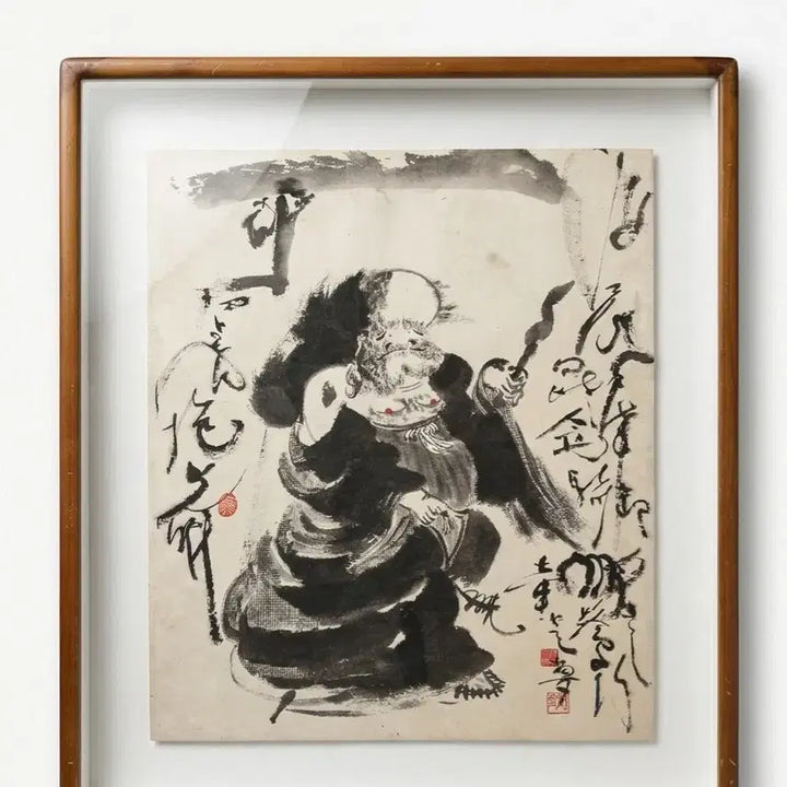 [BUNJANG] Antique Daruma Painting Scroll / 달마도 그림  무언수행 명문  최고어  달마도
