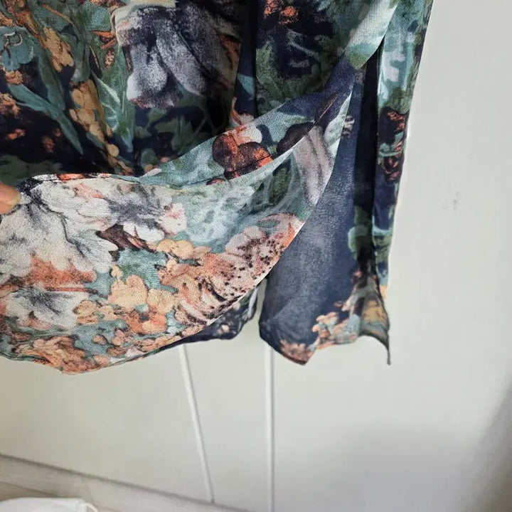 [BUNJANG] Dongmyung Silk Love Floral Pattern Long Shirt Dress / 동명인견사랑 풍기인견 100%  플라워 패턴 롱 셔츠 원피스