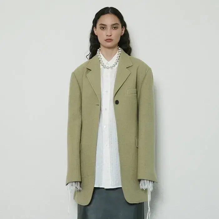 [BUNJANG] WMM Jang Won-young Light Khaki Wool Coat / wmm 스튜디오 장원영 라이트 카키 코트