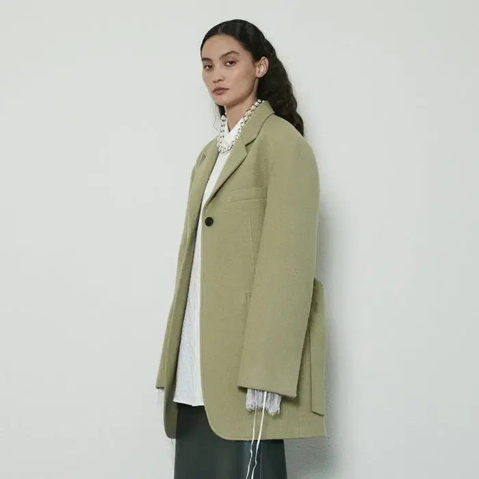 [BUNJANG] WMM Jang Won-young Light Khaki Wool Coat / wmm 스튜디오 장원영 라이트 카키 코트