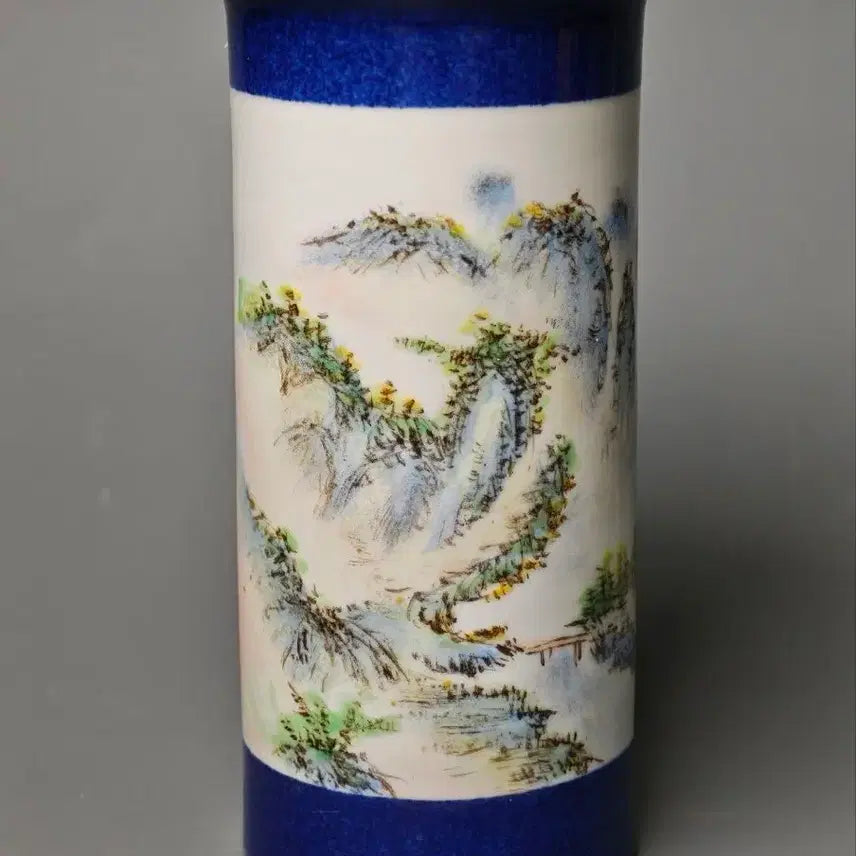 [BUNJANG] Xuantong Period Blue and White Landscape Vase / 선통년제 청화채 산수문 통형병 중국도자기 골동품 미술품 수집품