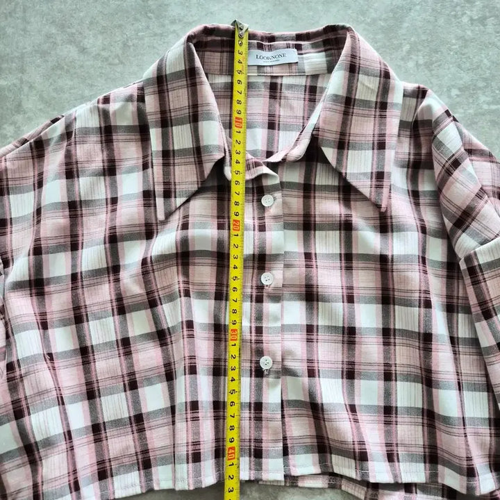 [SOLD OUT] 핑크 체크 크롭 셔츠 블라우스