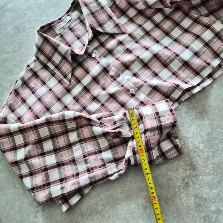 [SOLD OUT] 핑크 체크 크롭 셔츠 블라우스