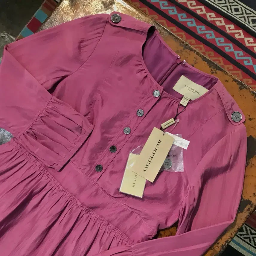 [BUNJANG] Burberry Midi Frill Dress / Dead stock 버버리 인디 퍼플 프릴 원피스 여성 55 사이즈