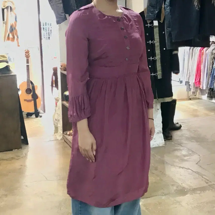 [BUNJANG] Burberry Midi Frill Dress / Dead stock 버버리 인디 퍼플 프릴 원피스 여성 55 사이즈
