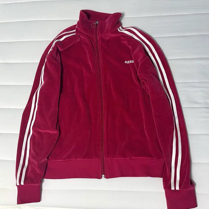 [BUNJANG] Nerdy Velvet Track Jacket Burgundy / 널디 벨벳 트랙 자켓 버건디
