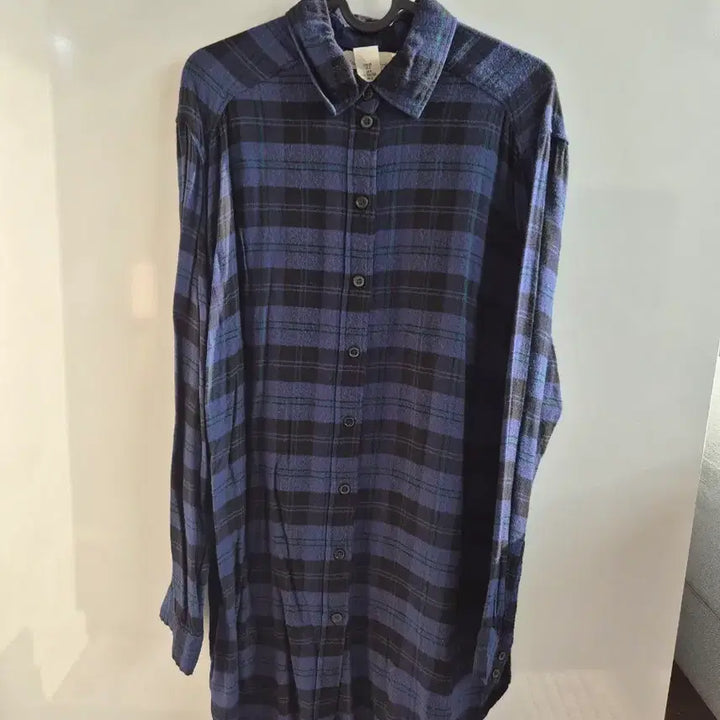 [BUNJANG] H&amp;M Navy Check Long Shirt Size EUR 38 / *H&amp;M 롱셔츠*