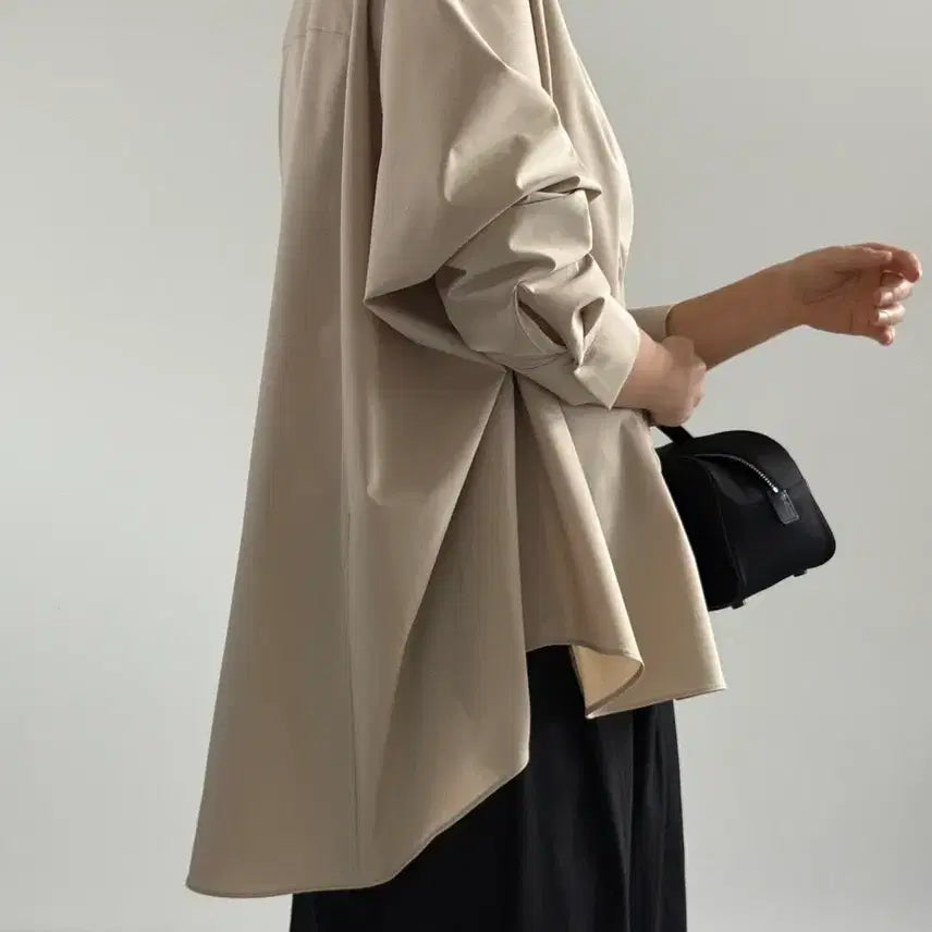 [BUNJANG] Kaelrang Latte Beige Loose Fit Shirt / 꺌랑 왜다려셔츠