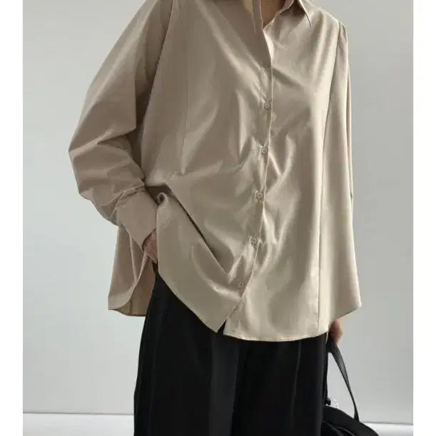 [BUNJANG] Kaelrang Latte Beige Loose Fit Shirt / 꺌랑 왜다려셔츠