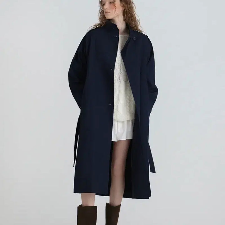 [BUNJANG] Without Summer Trench Coat (Navy) Free Size / 트렌치코트 (네이비) 프리사이즈
