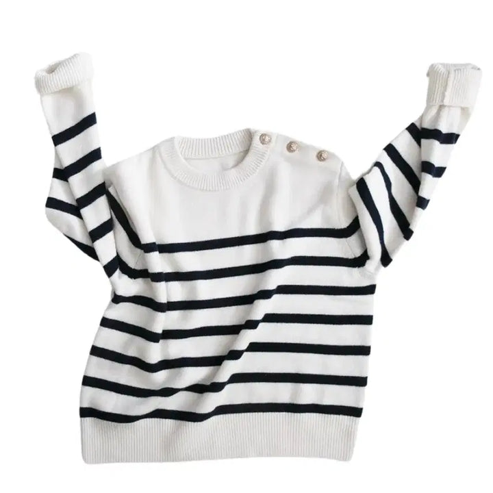 [BUNJANG] Romantica Soul Button B French Stripe Knit Top / 로만티카소울 Button B french stripe (박하선 착용)