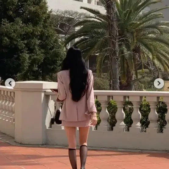 [BUNJANG] Pale Jade Pink Stripe Two-Piece Suit Set / {페일제이드} 핑크 스트라이프 셋업 세트 투피스 정장 자켓 스커트
