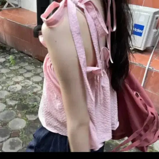 [BUNJANG] Kimahop Pastel Shoulder Tied Top / 김아홉 나시 pastel shoulder tied top