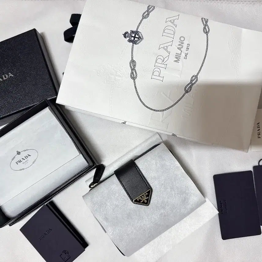[BUNJANG] Prada Small Logo Leather Wallet / 새상품 프라다 스몰 로고 레더 지갑 블랙