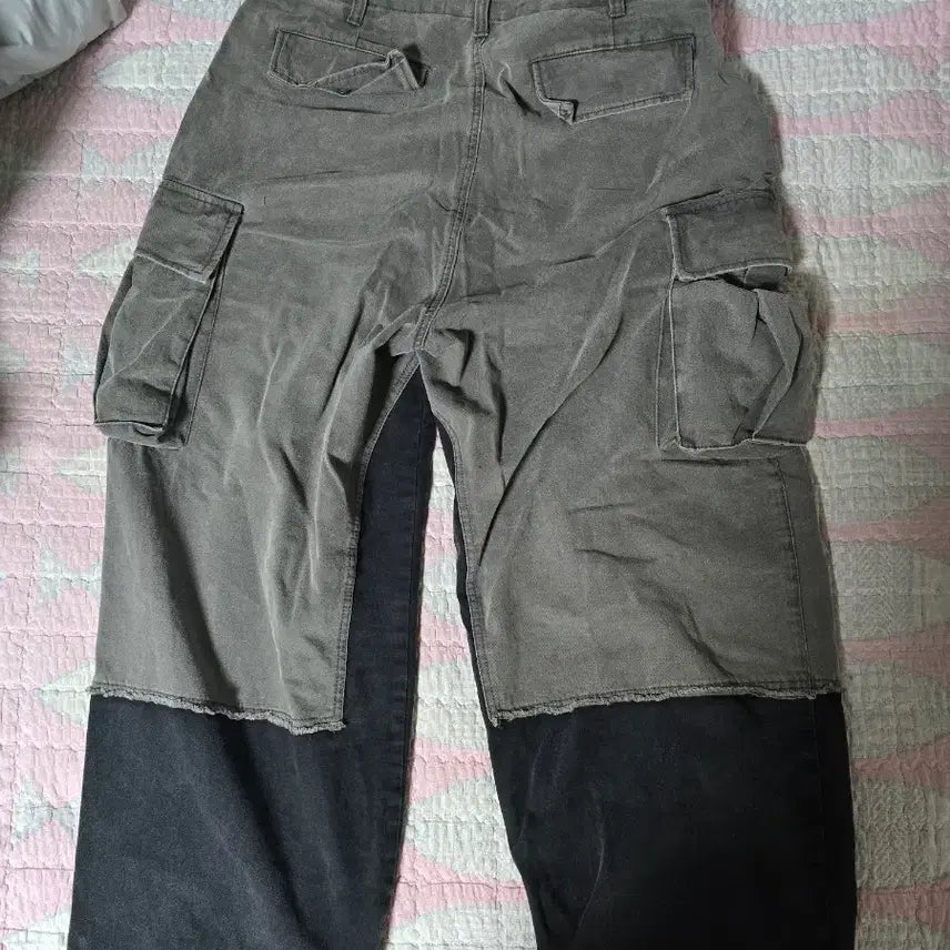 [BUNJANG] Big Union Cargo Pants - Black and Gray - Size L / 빅유니온 카고팬츠 블랙, 그레이 L