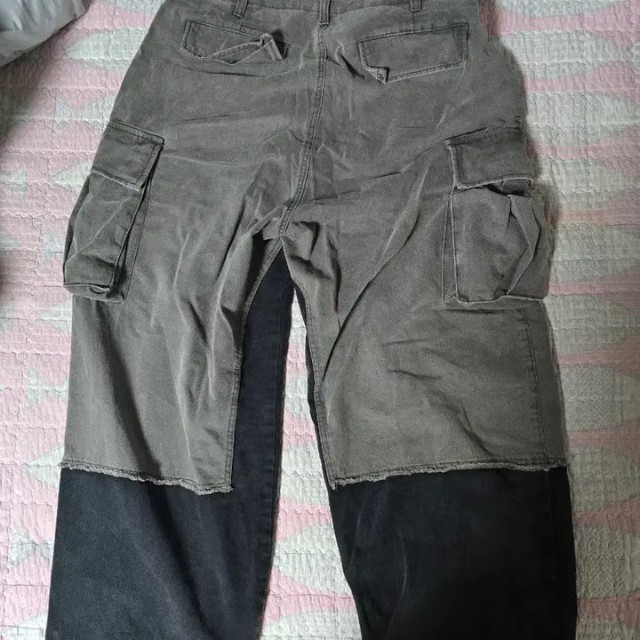 [BUNJANG] Big Union Cargo Pants - Black and Gray - Size L / 빅유니온 카고팬츠 블랙, 그레이 L