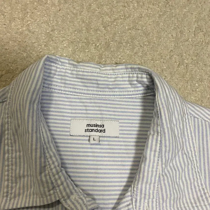 [BUNJANG] Musinsa Standard Stripe Short Sleeve Shirt / 무신사 스탠다드 스트라이프 반팔 셔츠 L