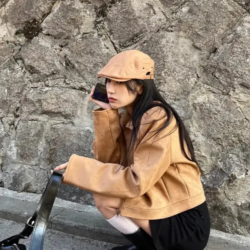 [BUNJANG] Koimmu Double Kong Suede Jacket Brown / 코이뮤 더블콩 폴리 스웨이드 자켓 브라운