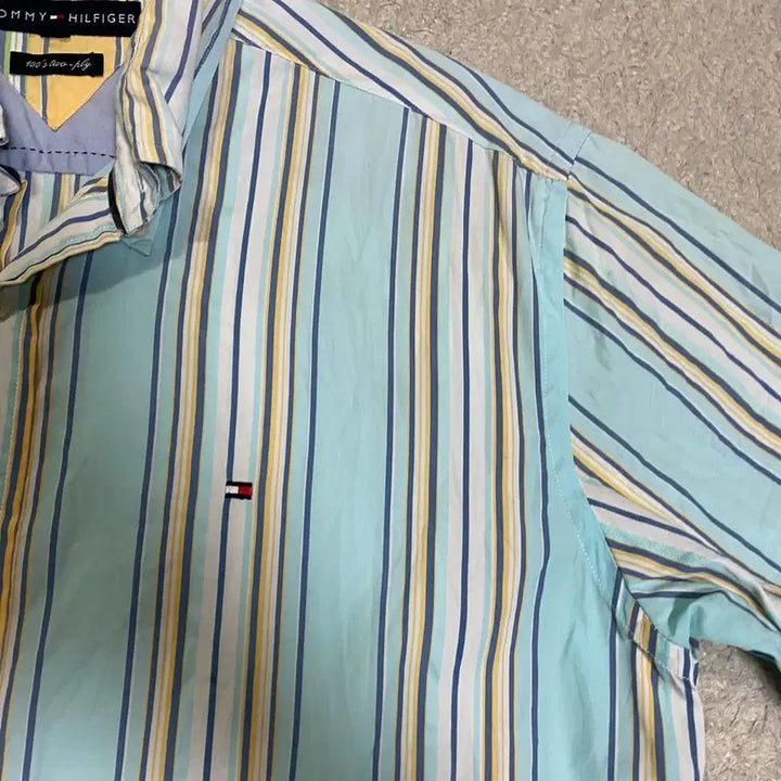 [BUNJANG] Tommy Hilfiger Striped Short Sleeve Shirt M / 타미힐피거 스트라이프 반팔 셔츠 m