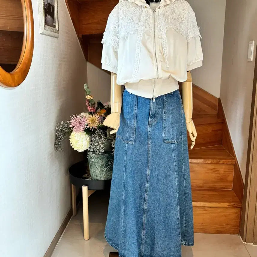 [BUNJANG] Zulloeg Lace Hooded Short Sleeve Jacket / 레이스 후드 반팔 자켓  줄로그