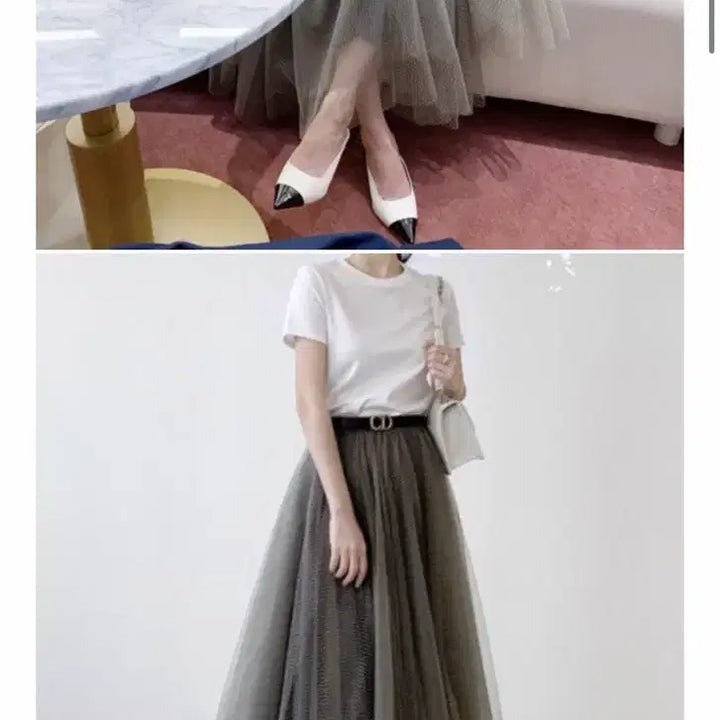 [BUNJANG] Merci Beaucoup Goldrain Tulle Skirt Khaki Size 1 / 메비 메르시비앙 골드레인 튤 스커트 카키 1사이즈