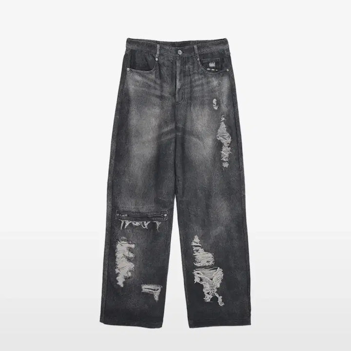 [BUNJANG] Matinkim Vintage Graphic Printed Denim Pants / 마뗑킴 빈티지 그래픽 프린티드 데님팬츠