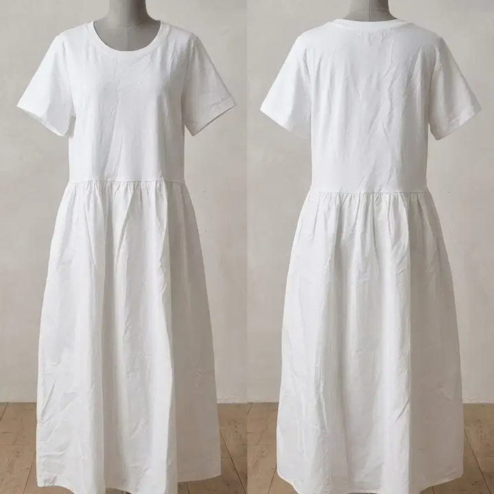 [BUNJANG] Ann Story White Short Sleeve Long Dress / 화이트 반팔 롱 원피스