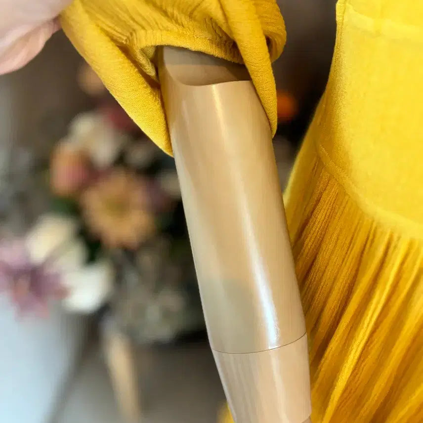 [BUNJANG] Yellow Flower Embroidery Long Dress / 옐로우 플라워 자수 롱 원피스
