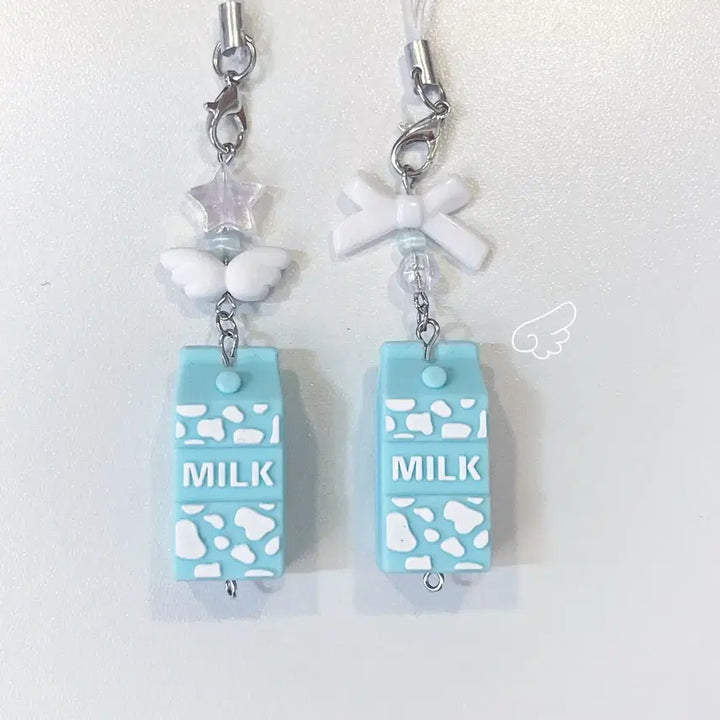 [BUNJANG] Milk Carton Bead Keychain / 우유 비즈 키링