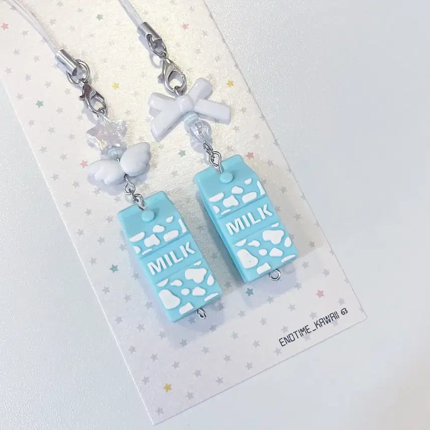 [BUNJANG] Milk Carton Bead Keychain / 우유 비즈 키링