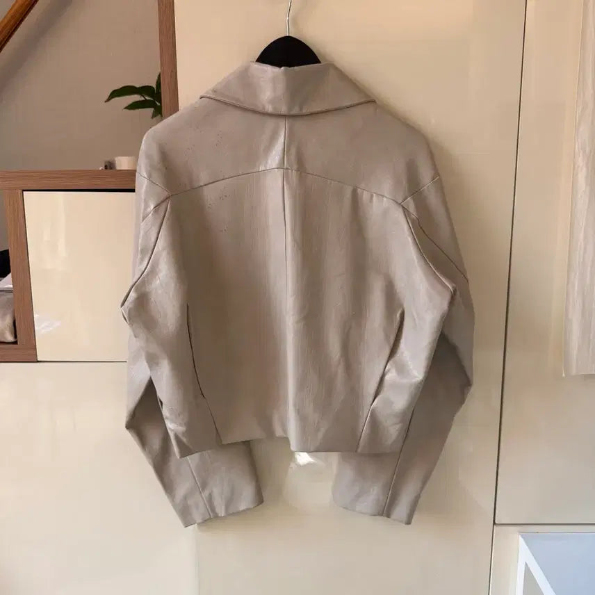 [BUNJANG] Leather Jacket Ivory / 레더 자켓 아이보리